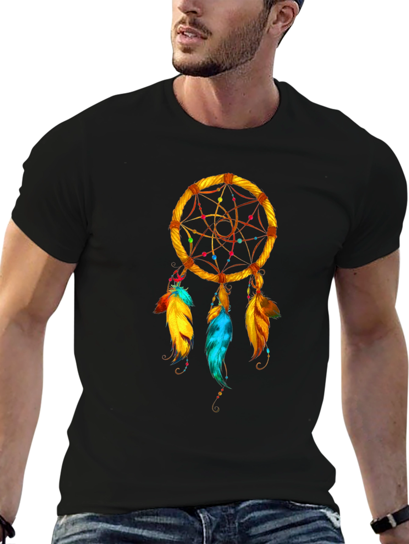 Dream Catcher Graphic Tee - Stylish Black T-Shirt