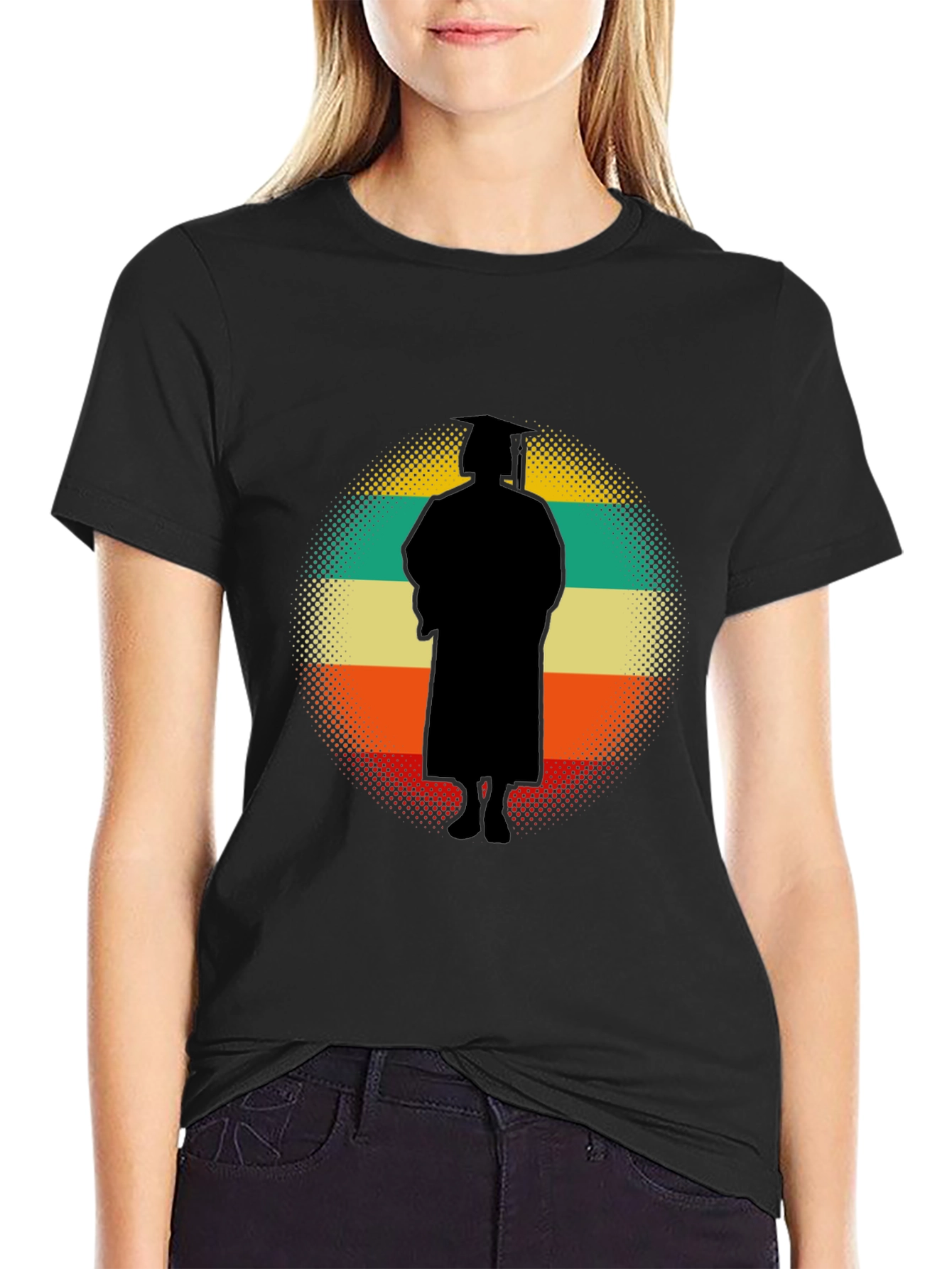 Retro Graduation Silhouette Graphic T-Shirt
