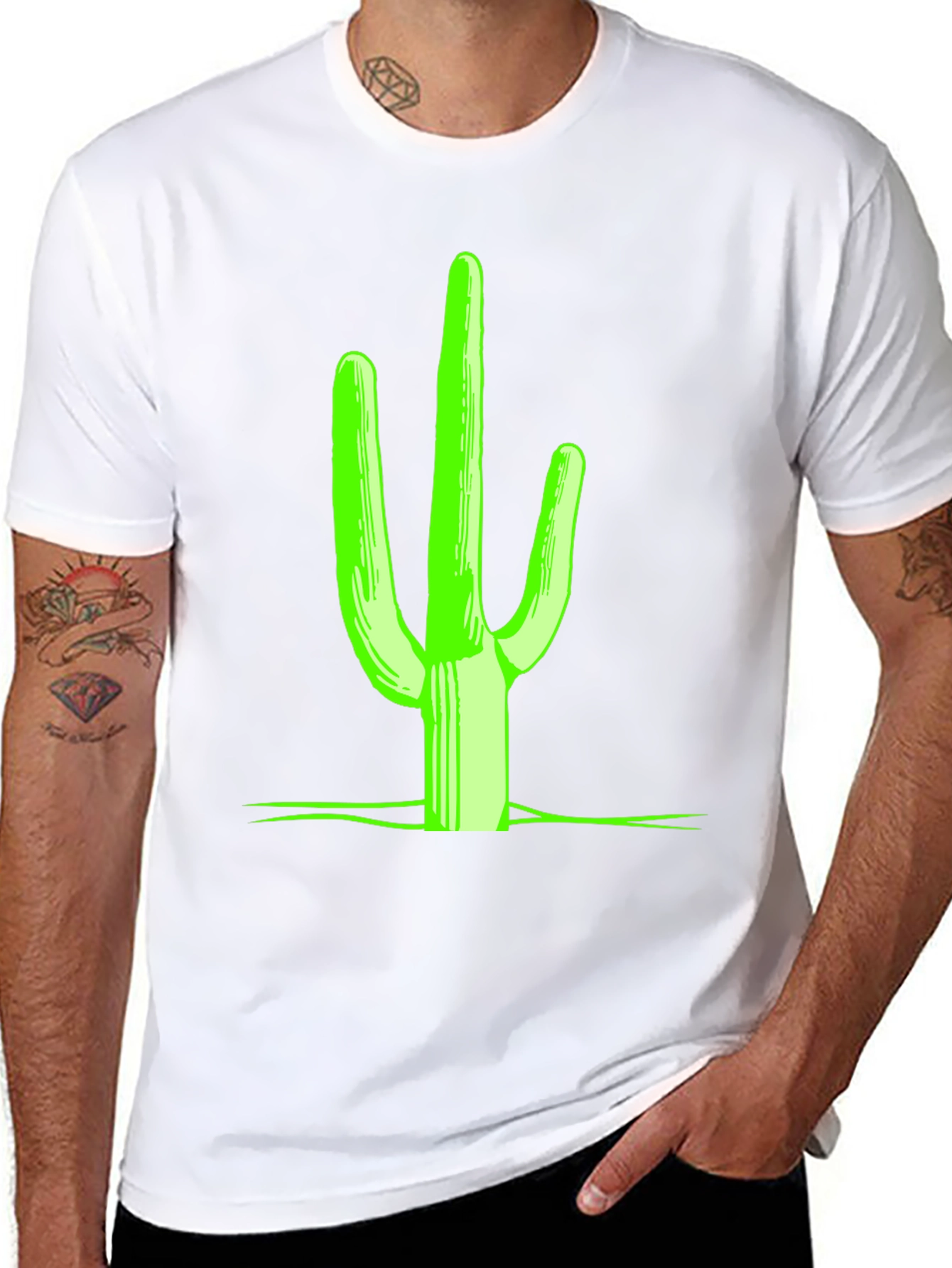 Neon Cactus Graphic Tee - Desert Style