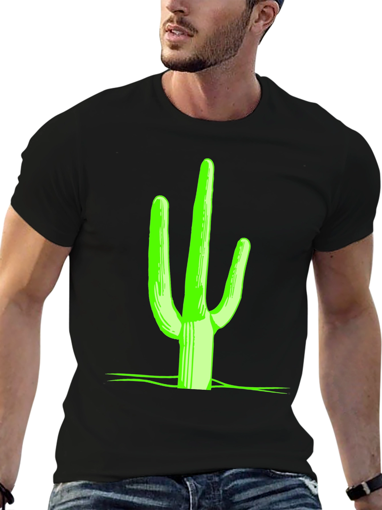 Neon Cactus Graphic Tee - Desert Style