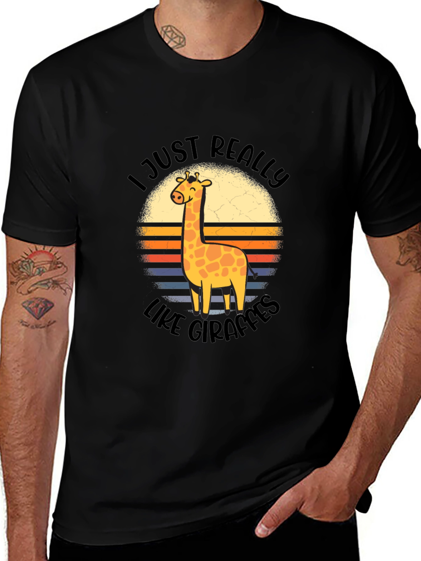 I Just Really Like Giraffes Black T-Shirt
