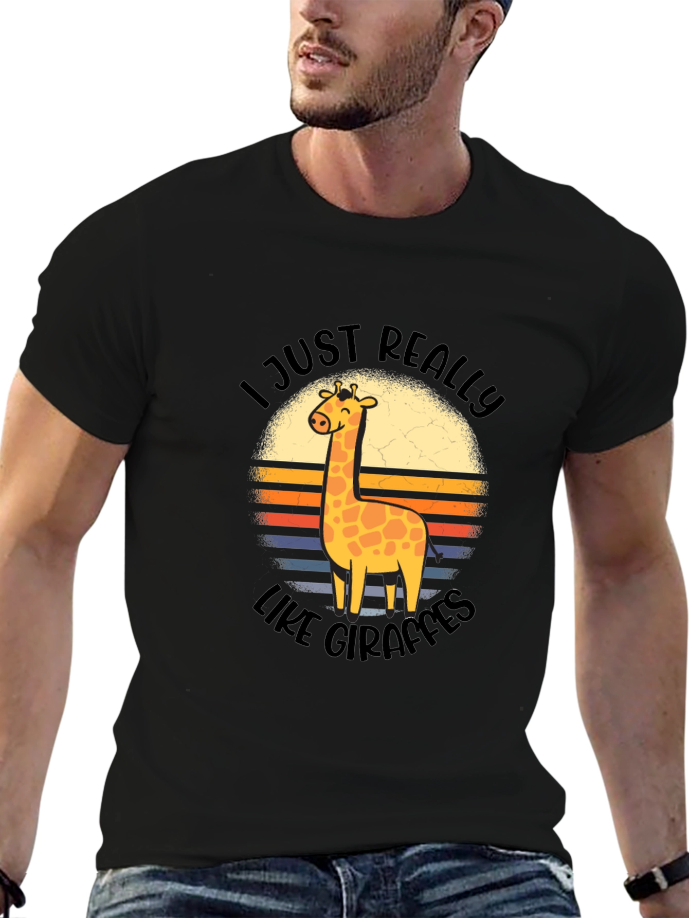 I Just Really Like Giraffes Black T-Shirt
