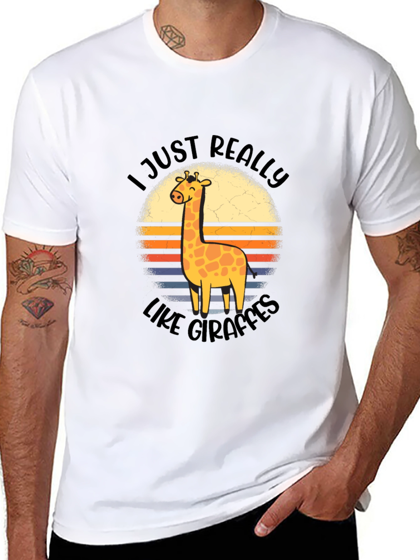 I Just Really Like Giraffes Black T-Shirt