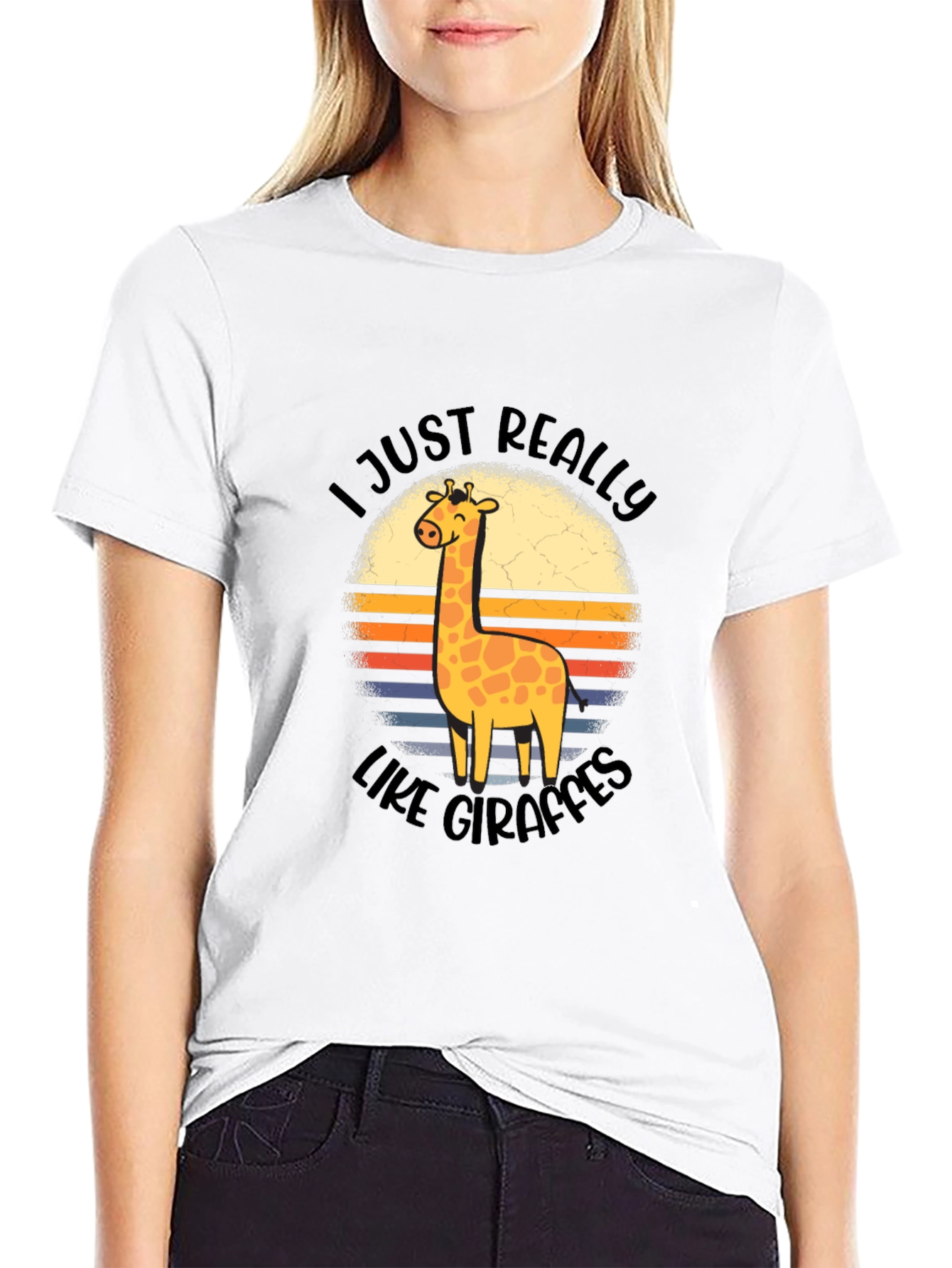 I Just Really Like Giraffes Black T-Shirt