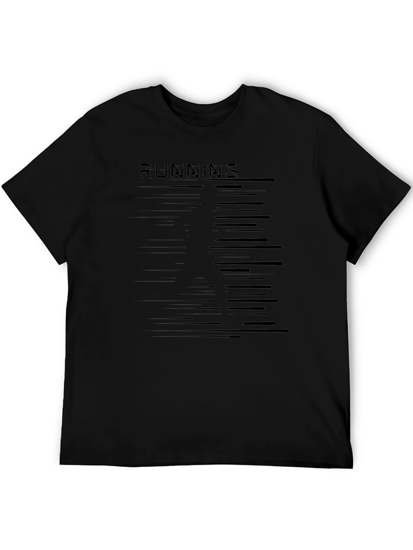 Mens Black Running Graphic T-Shirt