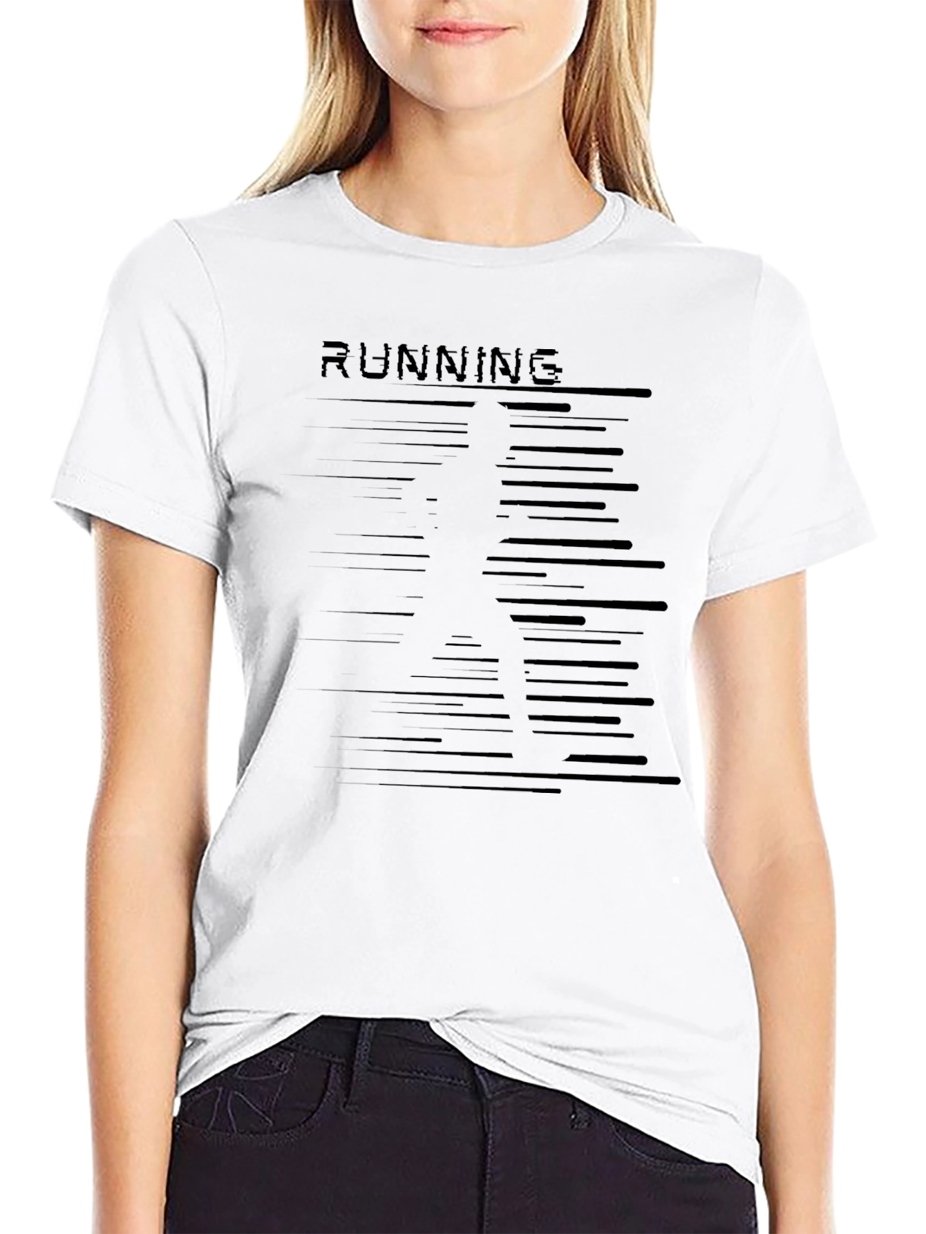 Mens Black Running Graphic T-Shirt