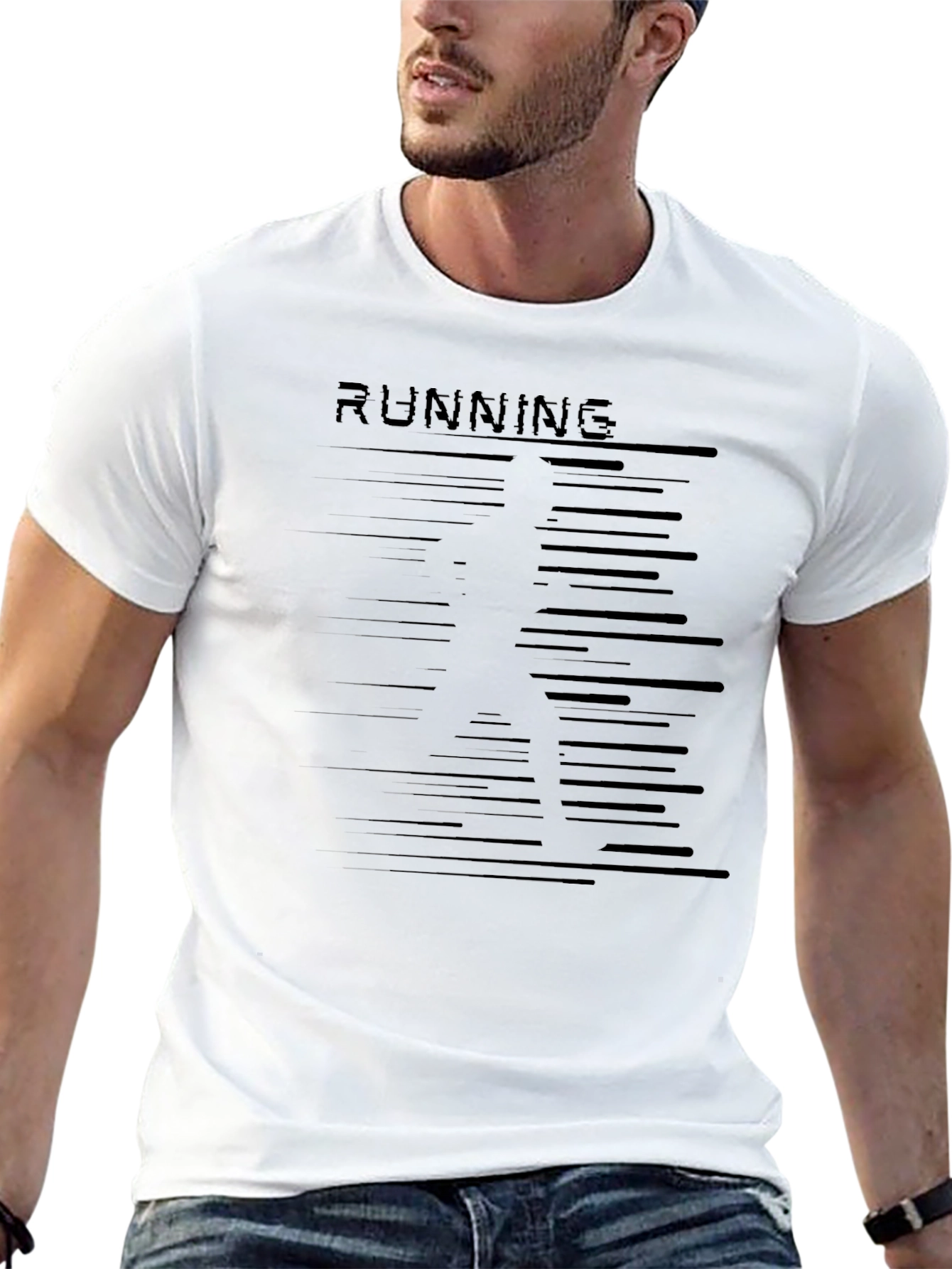 Mens Black Running Graphic T-Shirt