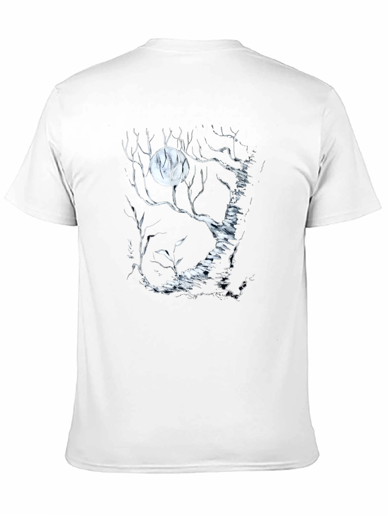 Moonlit Forest Graphic Tee - Black Cotton T-Shirt