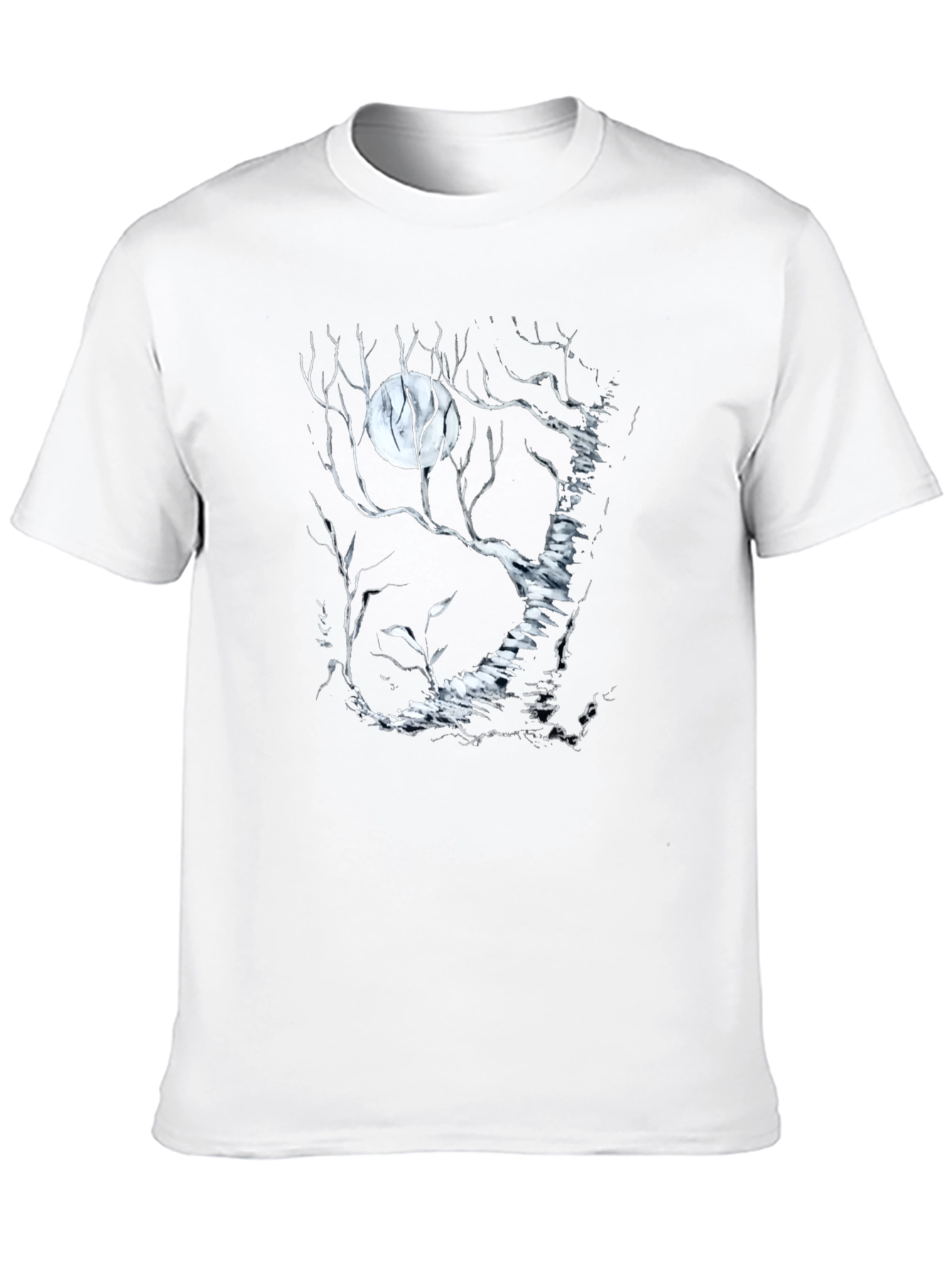 Moonlit Forest Graphic Tee - Black Cotton T-Shirt
