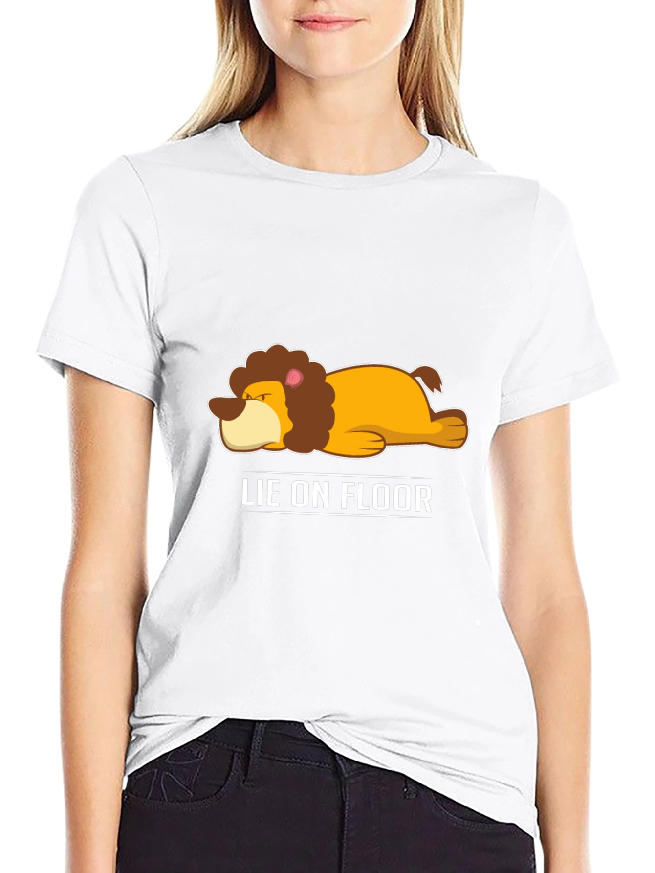 Lie on Floor Funny Lion T-Shirt