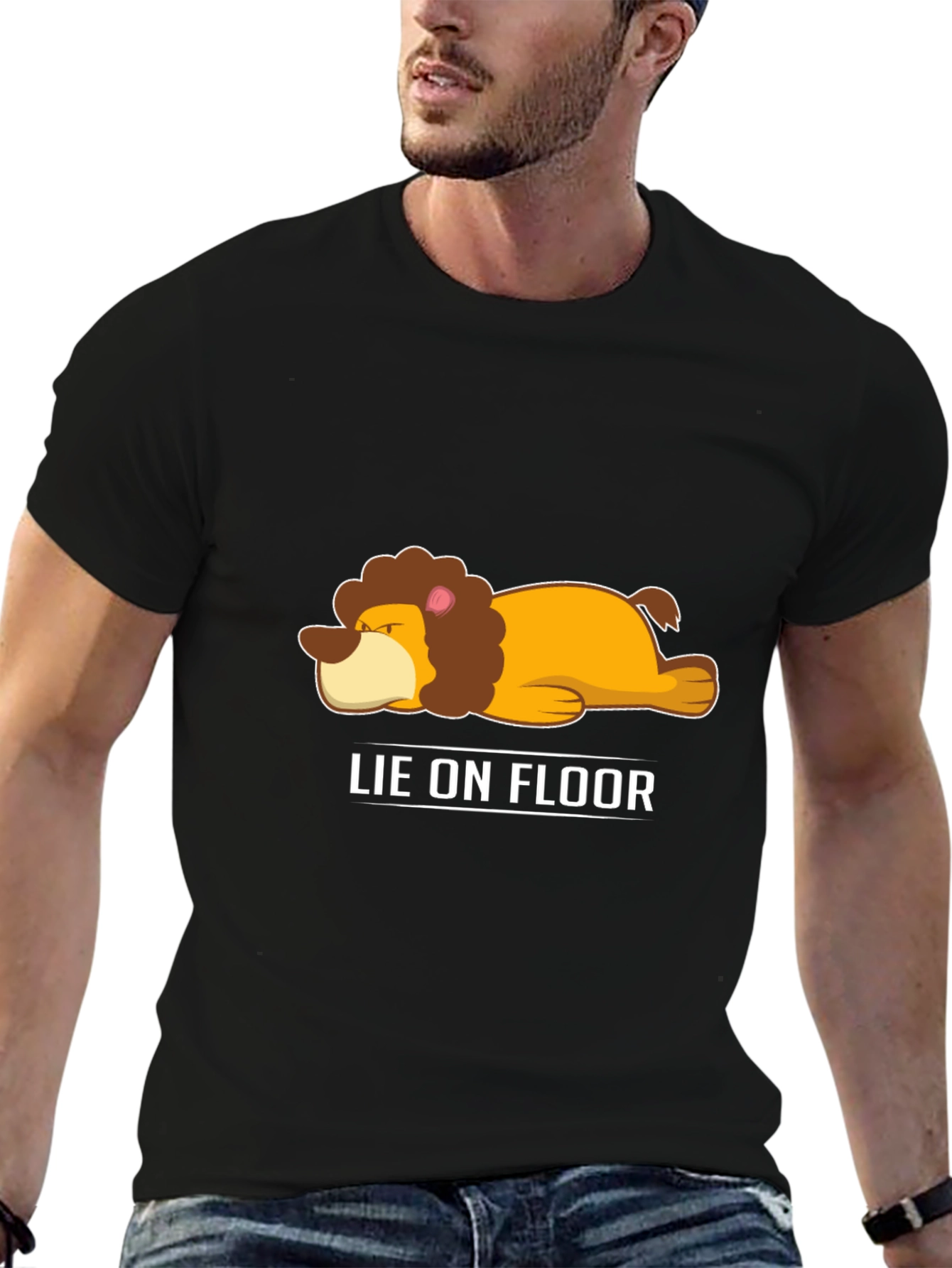 Lie on Floor Funny Lion T-Shirt