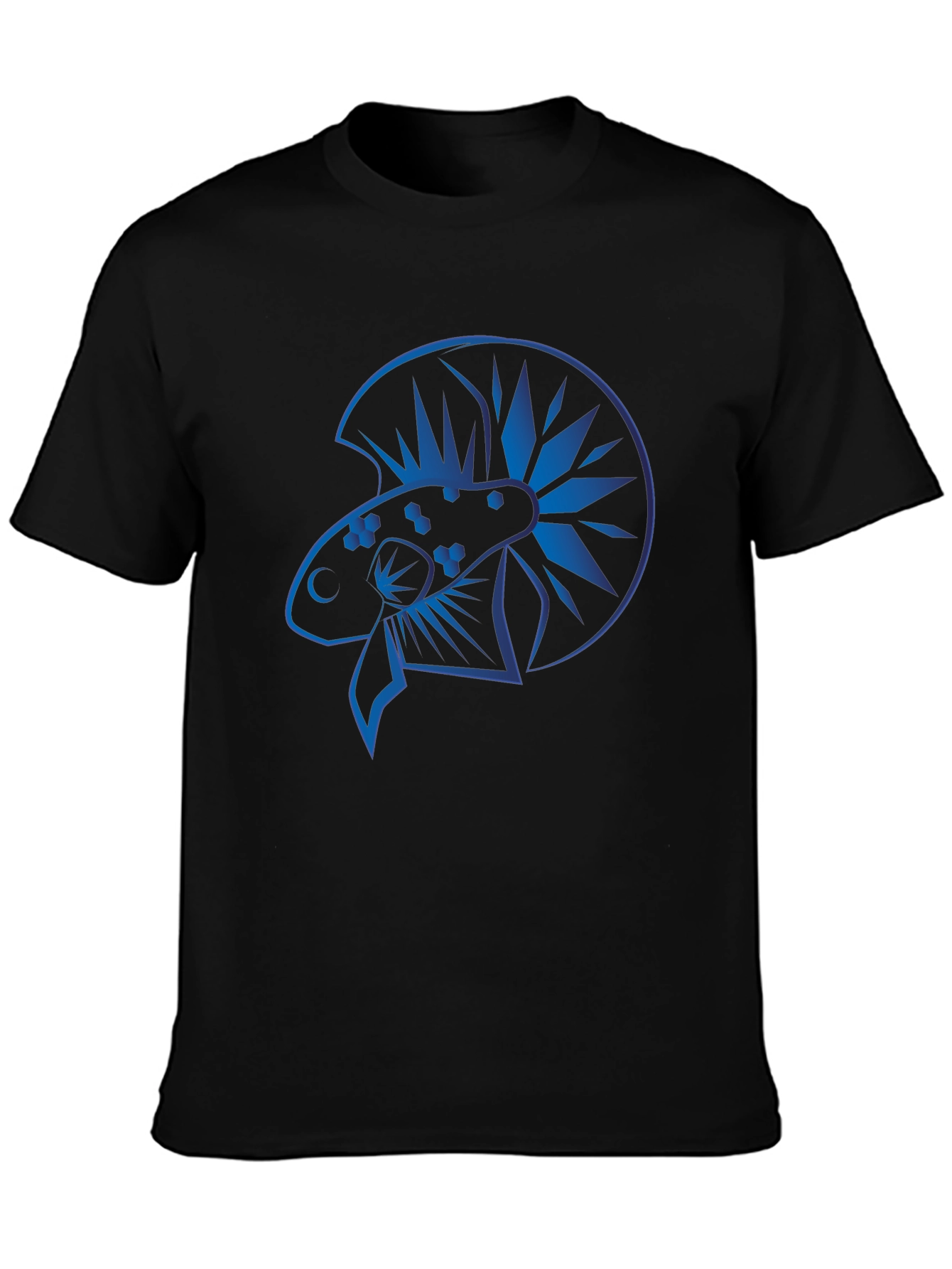 Blue Betta Fish Graphic Black T-Shirt