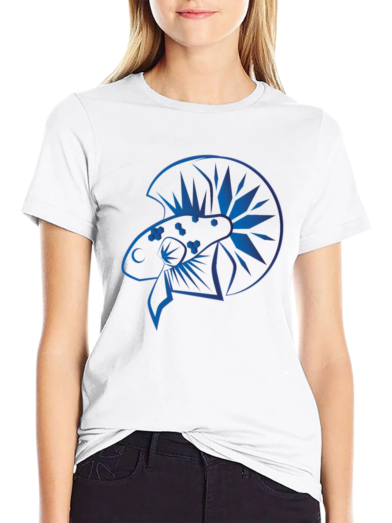 Blue Betta Fish Graphic Black T-Shirt