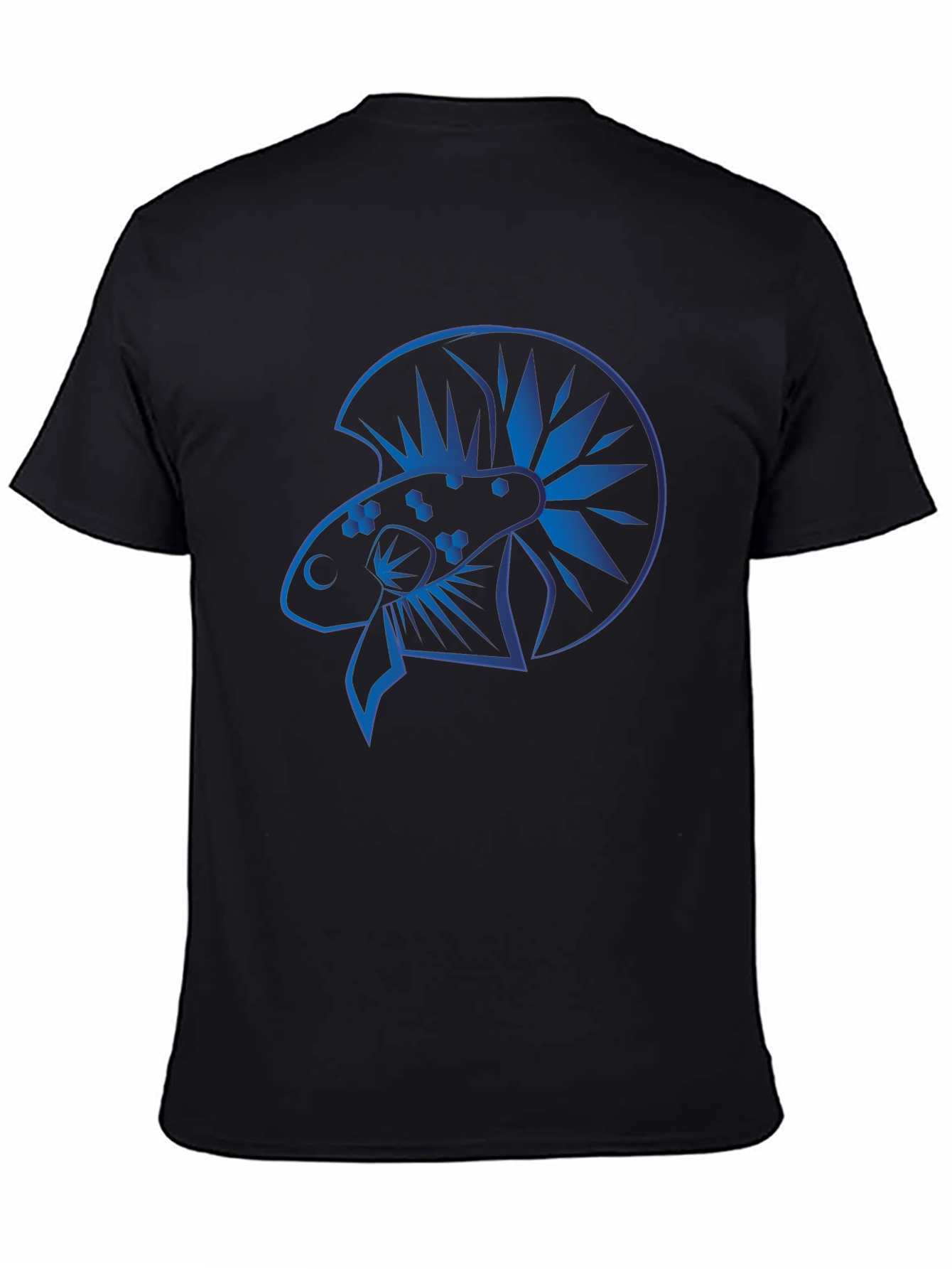 Blue Betta Fish Graphic Black T-Shirt