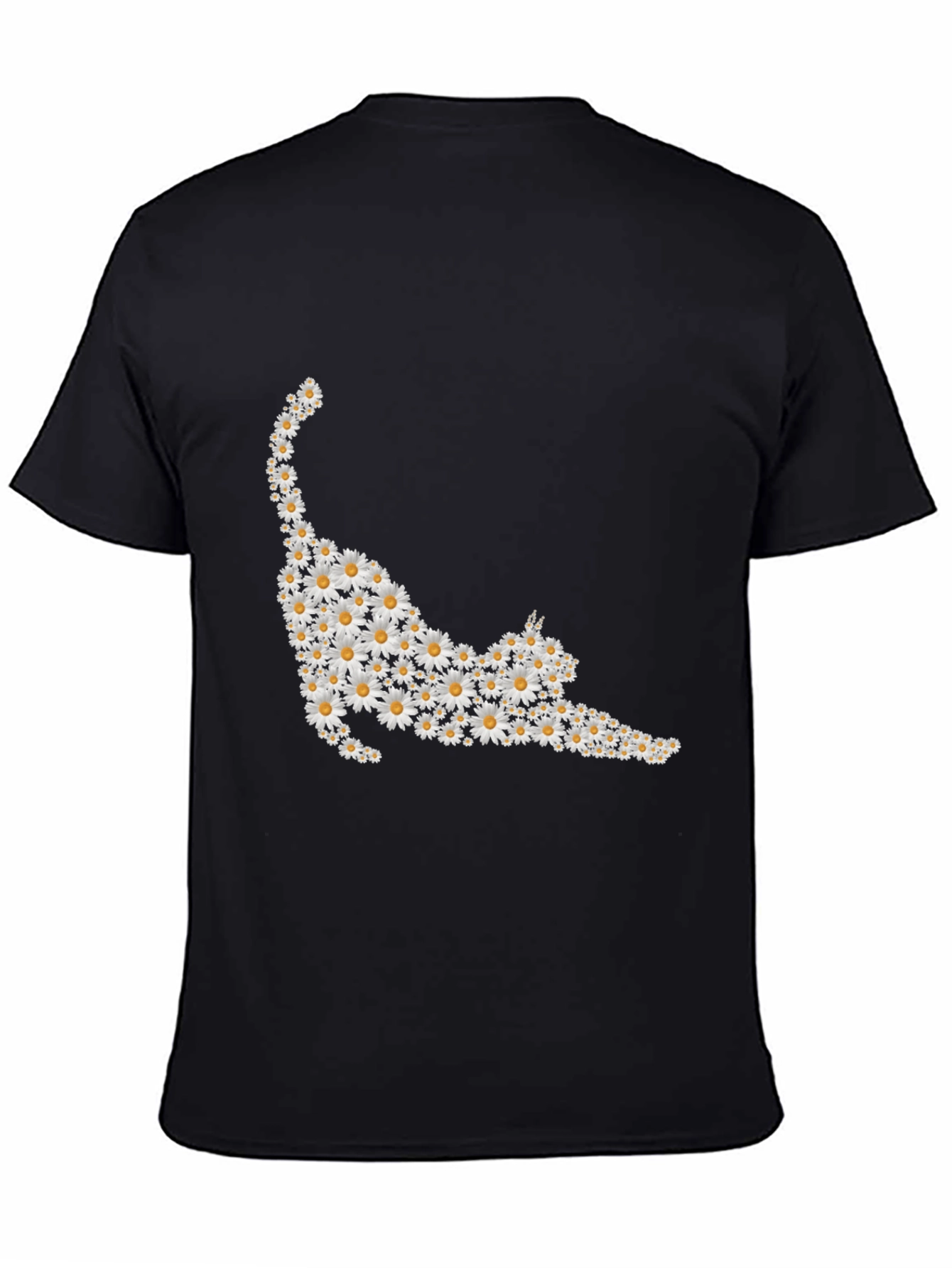 Daisy Cat T-Shirt - Black Cotton Tee