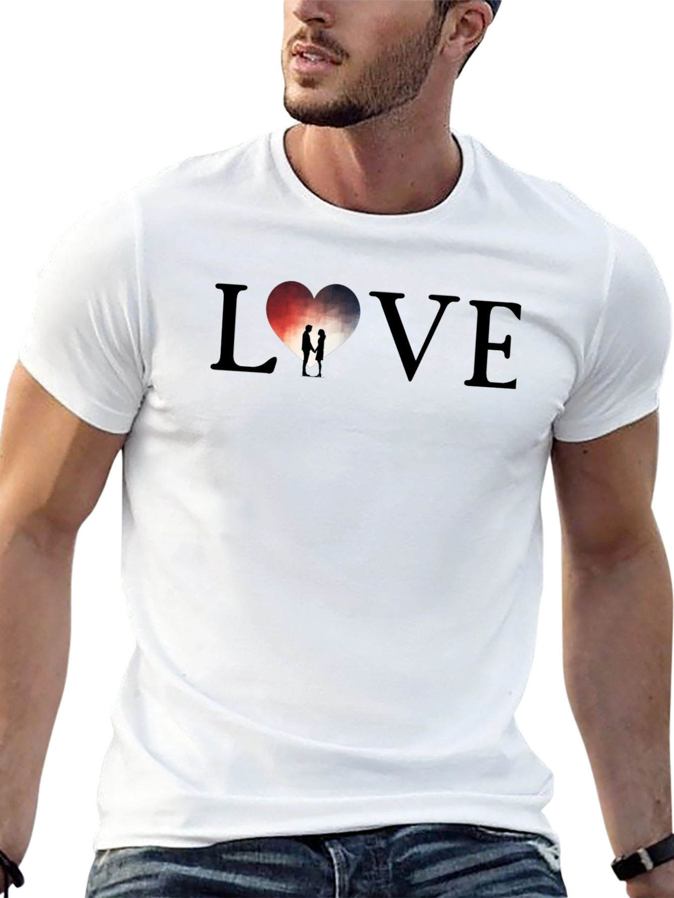 LOVE Heart Graphic Tee - Stylish Mens T-Shirt
