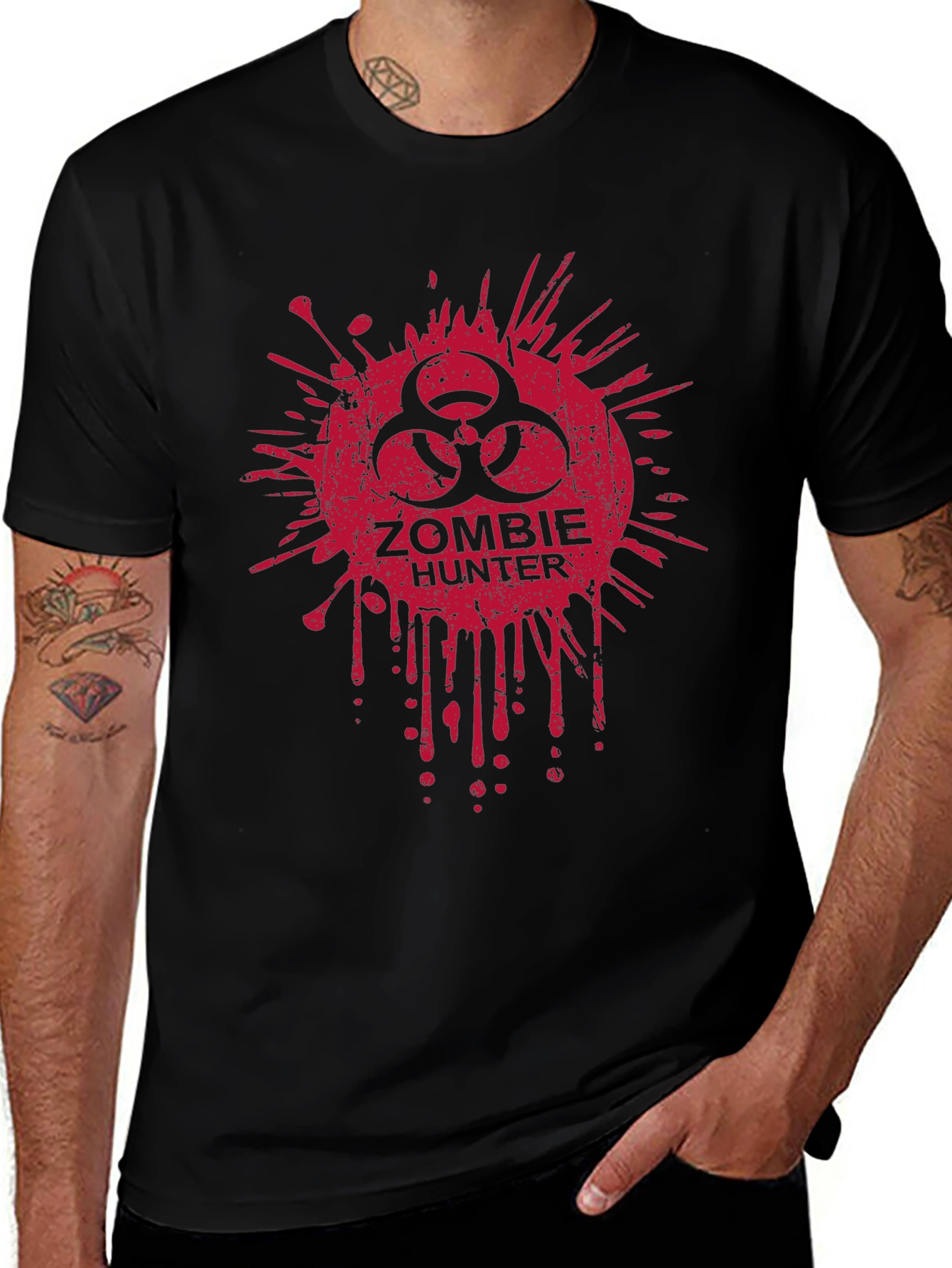 Zombie Hunter Graphic T-Shirt - Biohazard Design
