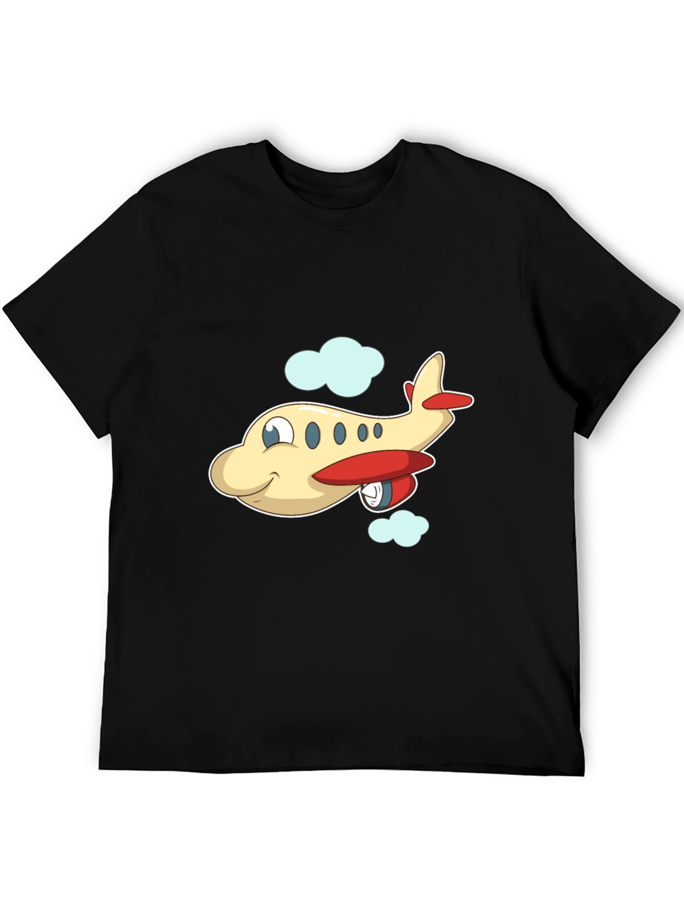 Cartoon Airplane Graphic Black T-Shirt