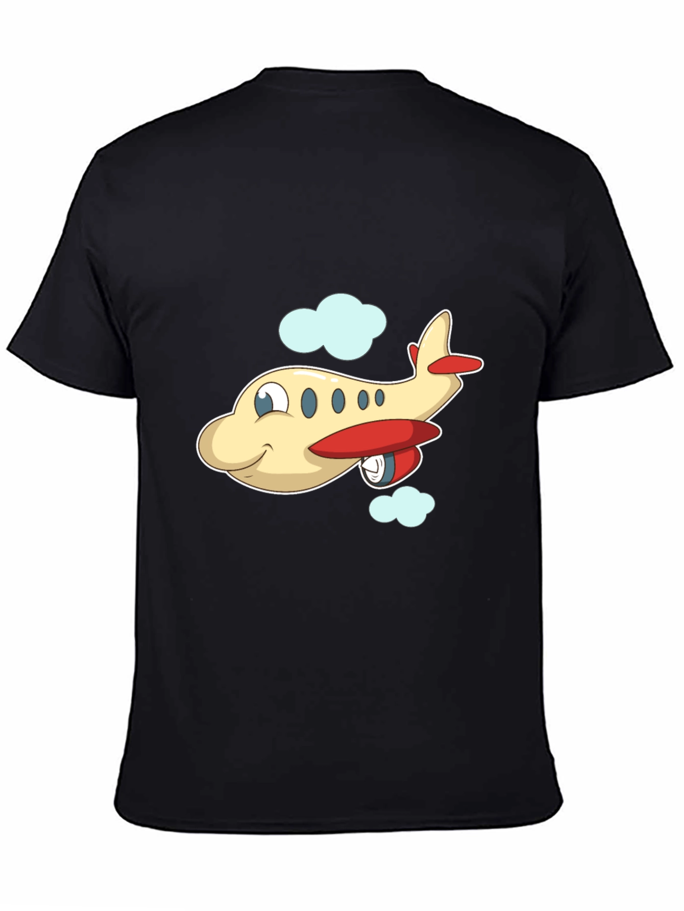 Cartoon Airplane Graphic Black T-Shirt