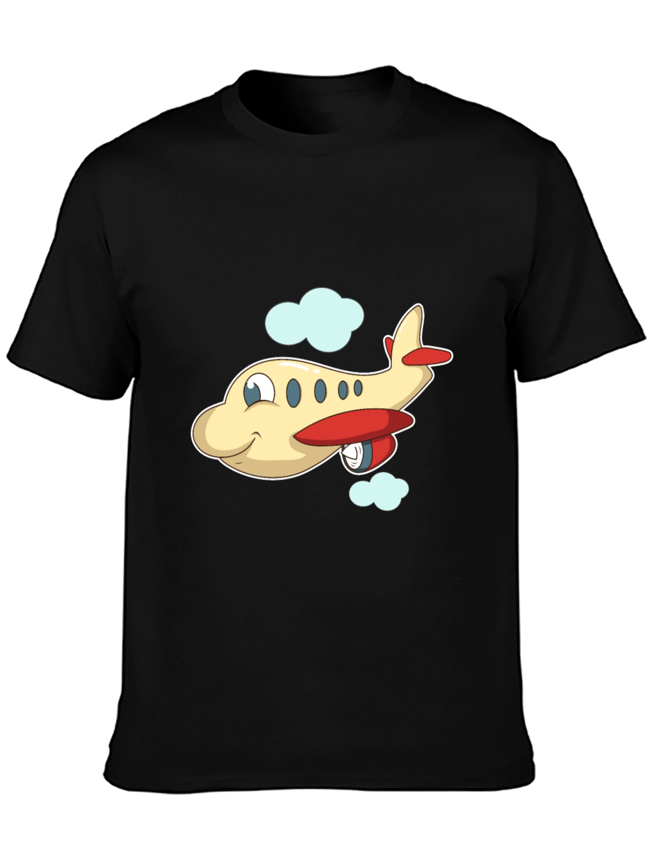 Cartoon Airplane Graphic Black T-Shirt