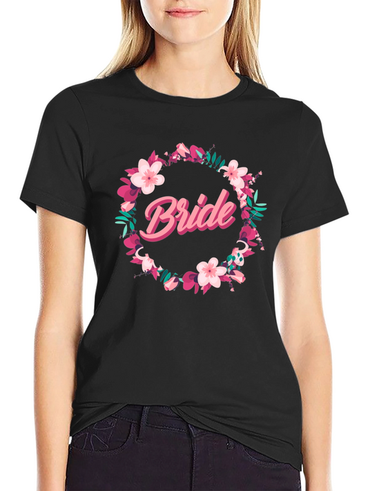 Bride Floral Wreath Graphic Tee - Wedding Party Shirt