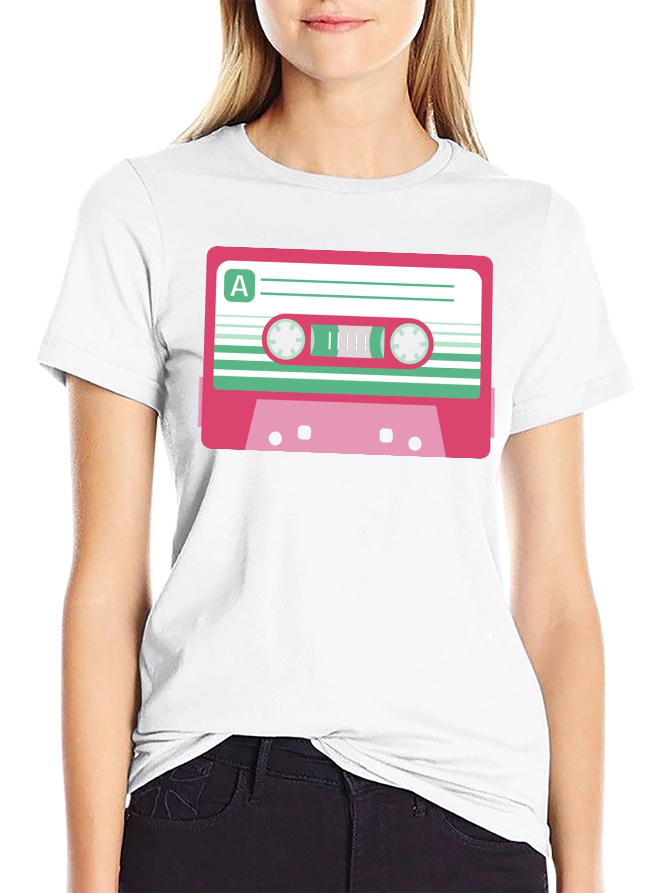 Retro Cassette Tape Graphic T-Shirt - Black