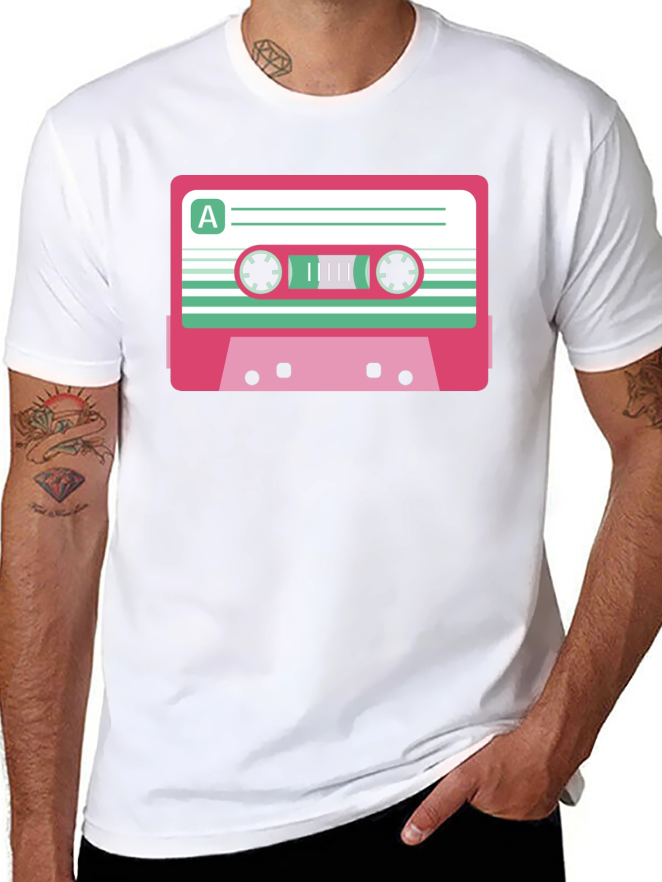Retro Cassette Tape Graphic T-Shirt - Black