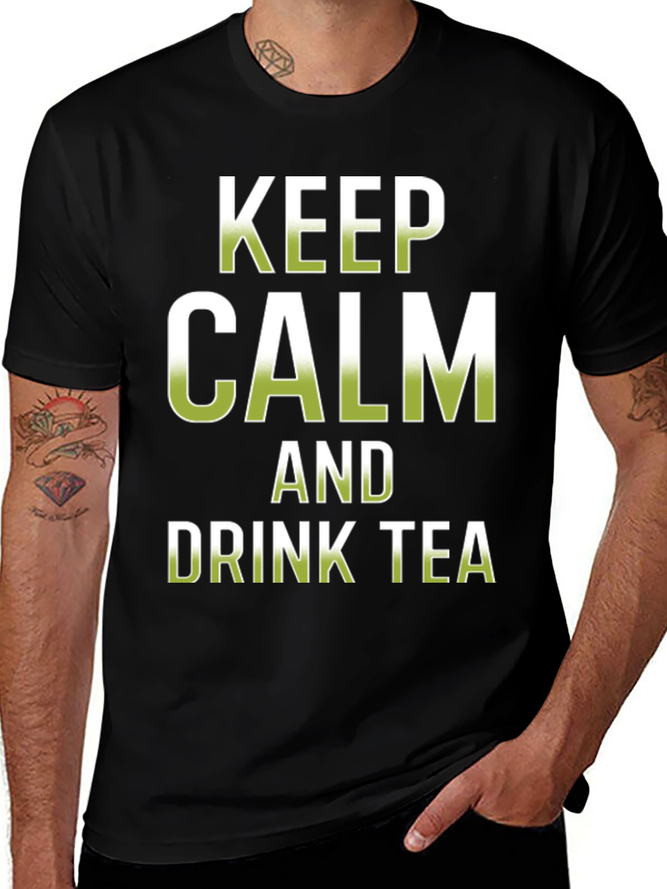 Keep Calm and Drink Tea Black T-Shirt