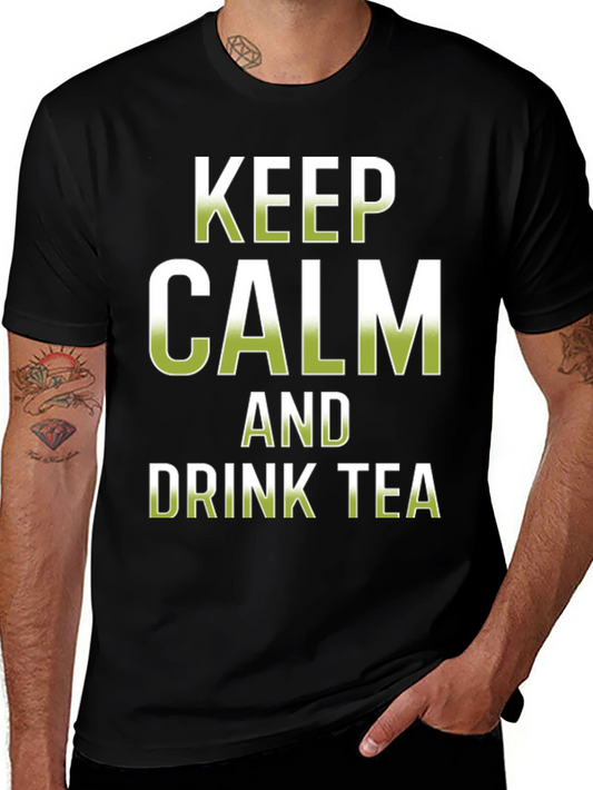 Keep Calm and Drink Tea Black T-Shirt