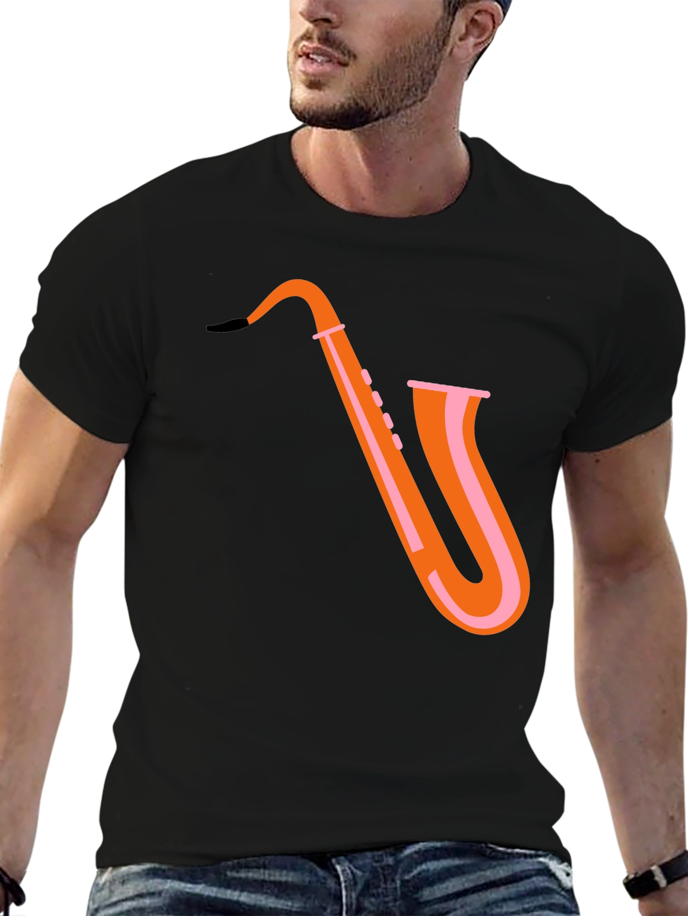 Saxophone Graphic Tee - Trendy Music Shirt