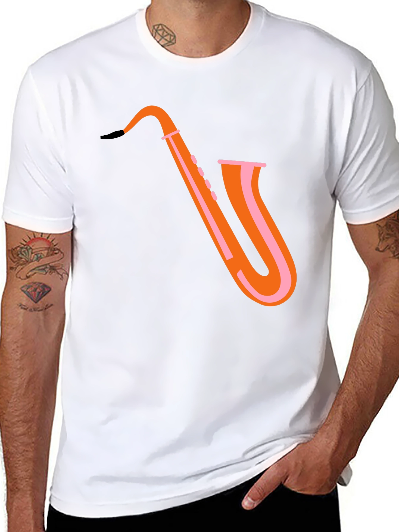 Saxophone Graphic Tee - Trendy Music Shirt