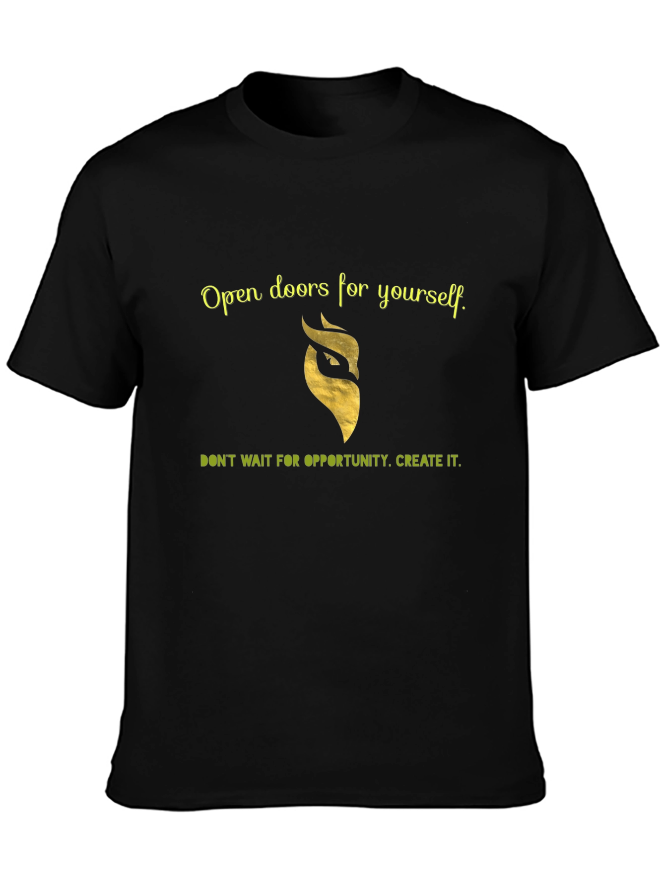 Motivational Black T-Shirt - Open Doors