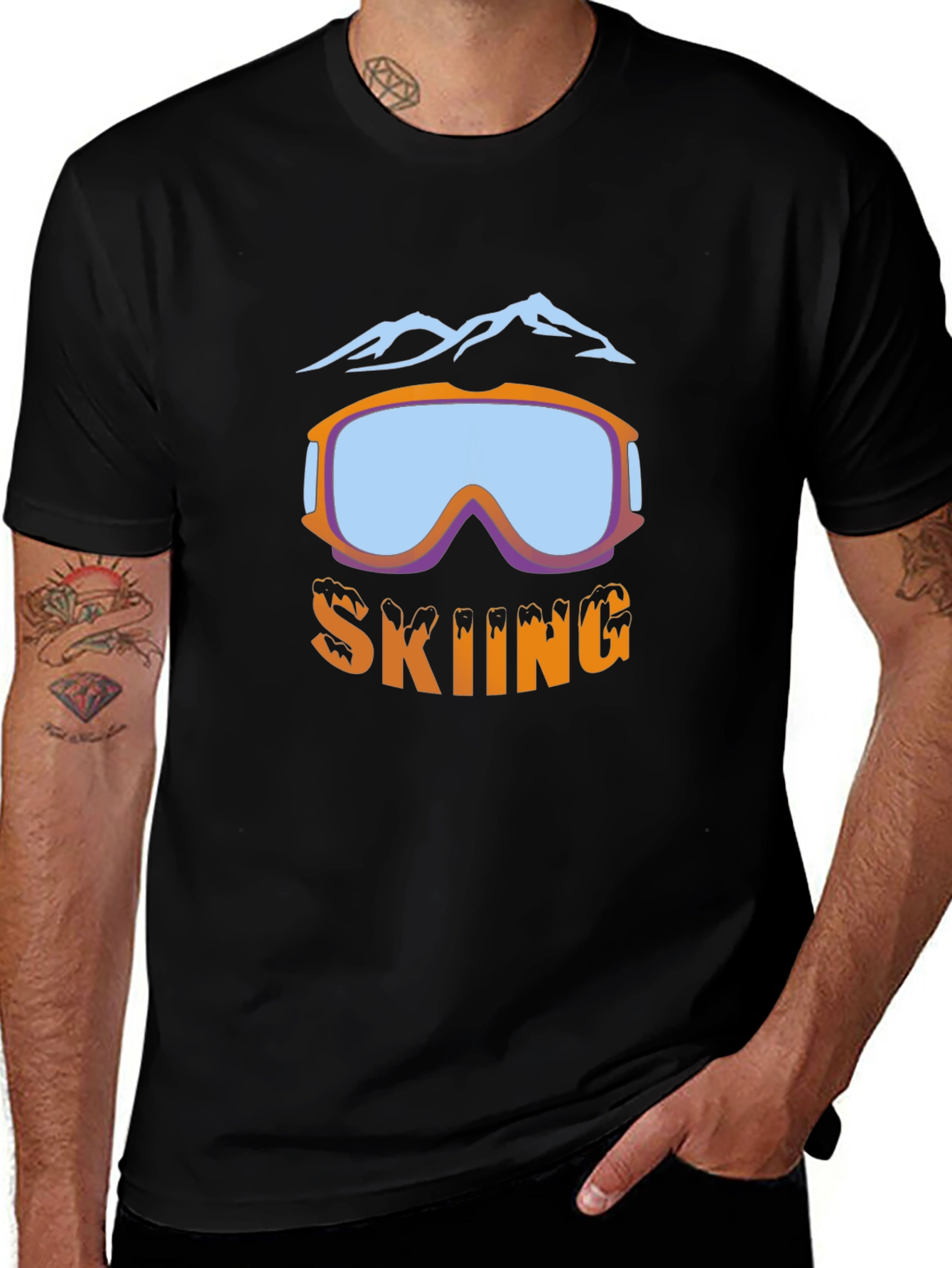 Skiing Goggles Graphic T-Shirt - Black