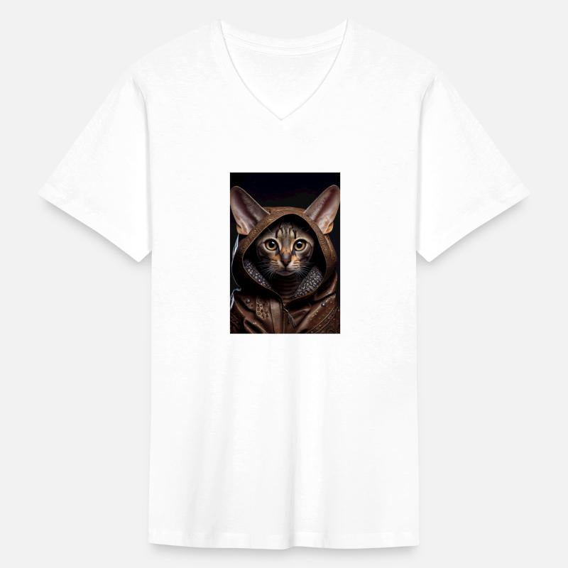 Egyptian Mau Cat Breed Portrait wears a leather ja