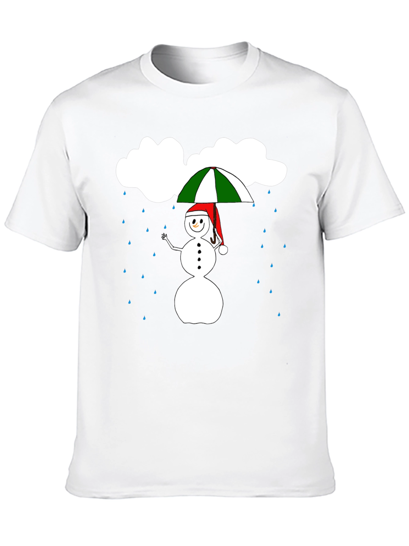 Rainy Day Snowman Graphic Tee - Black Cotton
