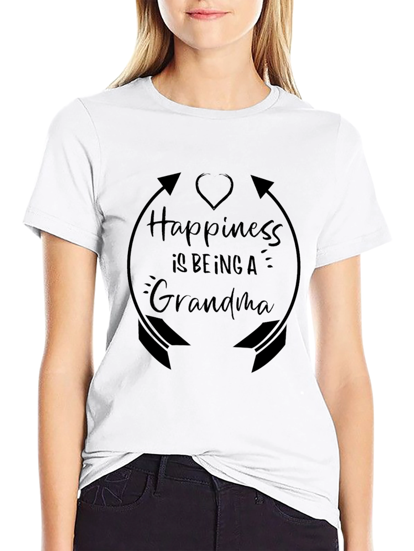 Grandma Happiness Graphic T-Shirt - Black