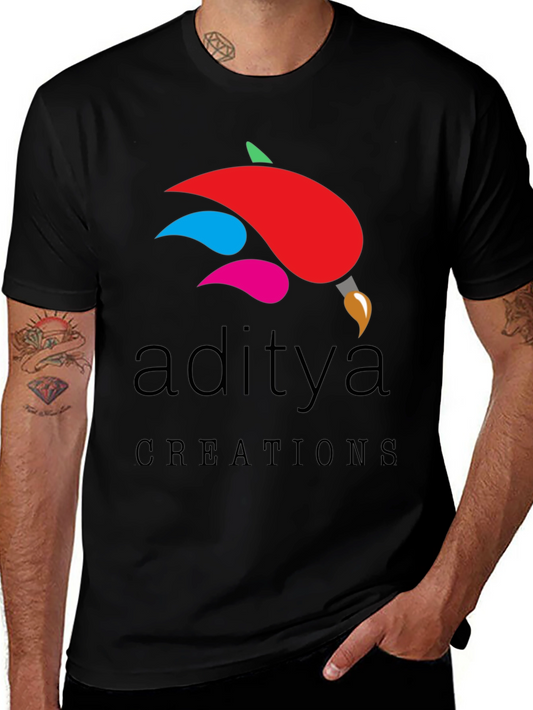 Aditya Creations Black Graphic Tee