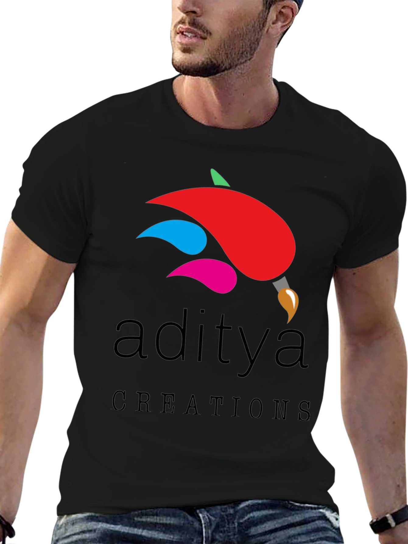 Aditya Creations Black Graphic Tee
