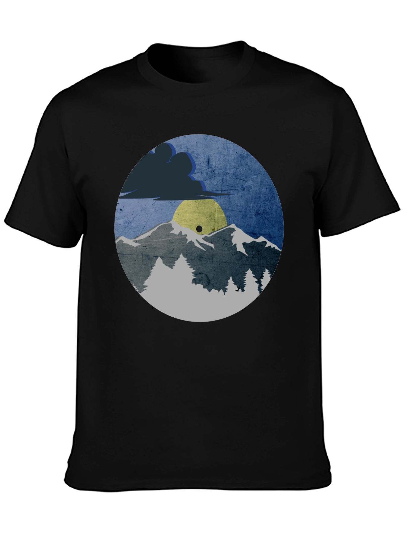Mountain Scene Graphic Tee - Unisex Black T-Shirt