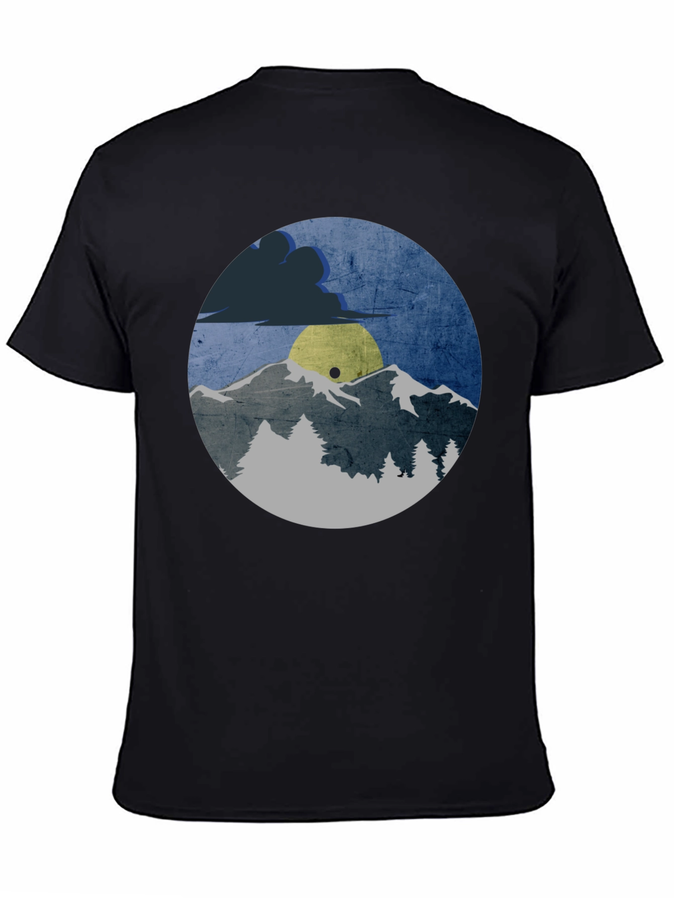 Mountain Scene Graphic Tee - Unisex Black T-Shirt