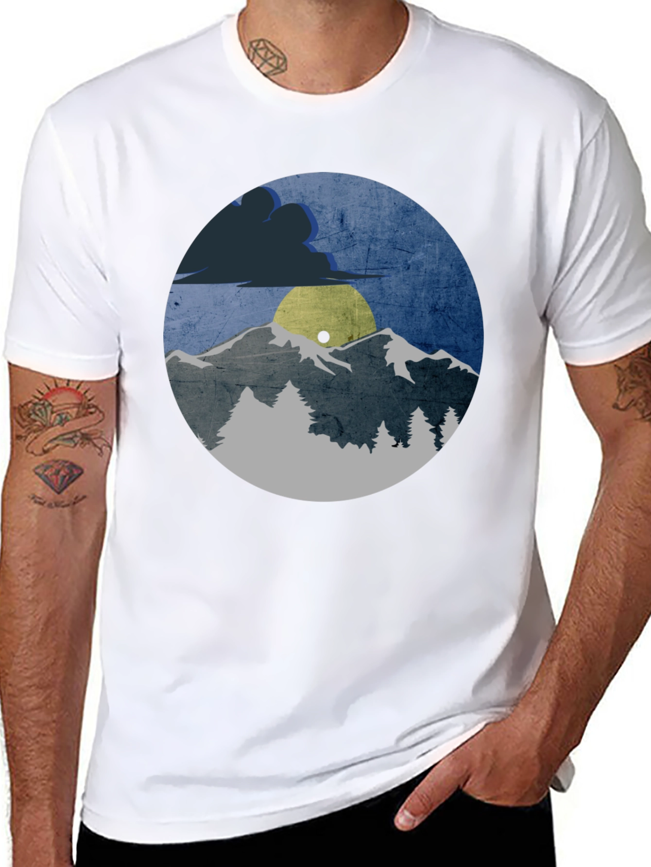 Mountain Scene Graphic Tee - Unisex Black T-Shirt