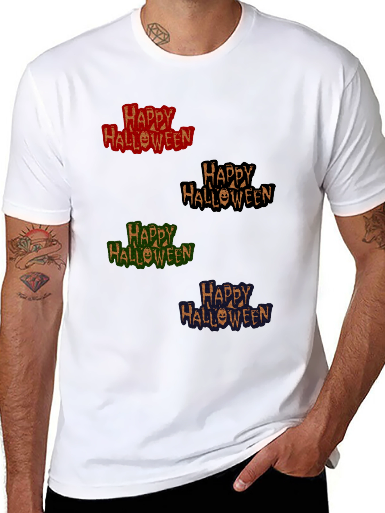Happy Halloween Graphic T-Shirt - Mens Crew Neck Tee