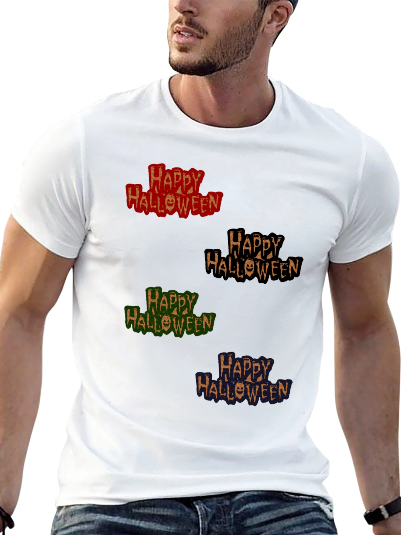 Happy Halloween Graphic T-Shirt - Mens Crew Neck Tee