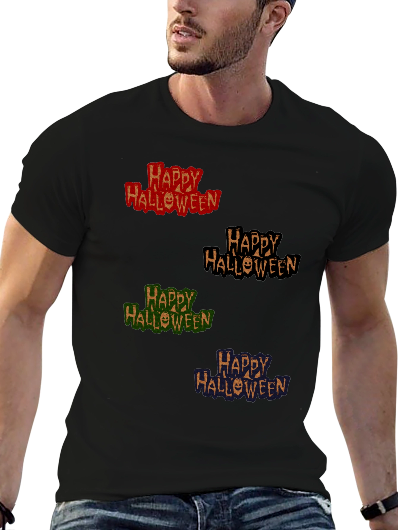 Happy Halloween Graphic T-Shirt - Mens Crew Neck Tee