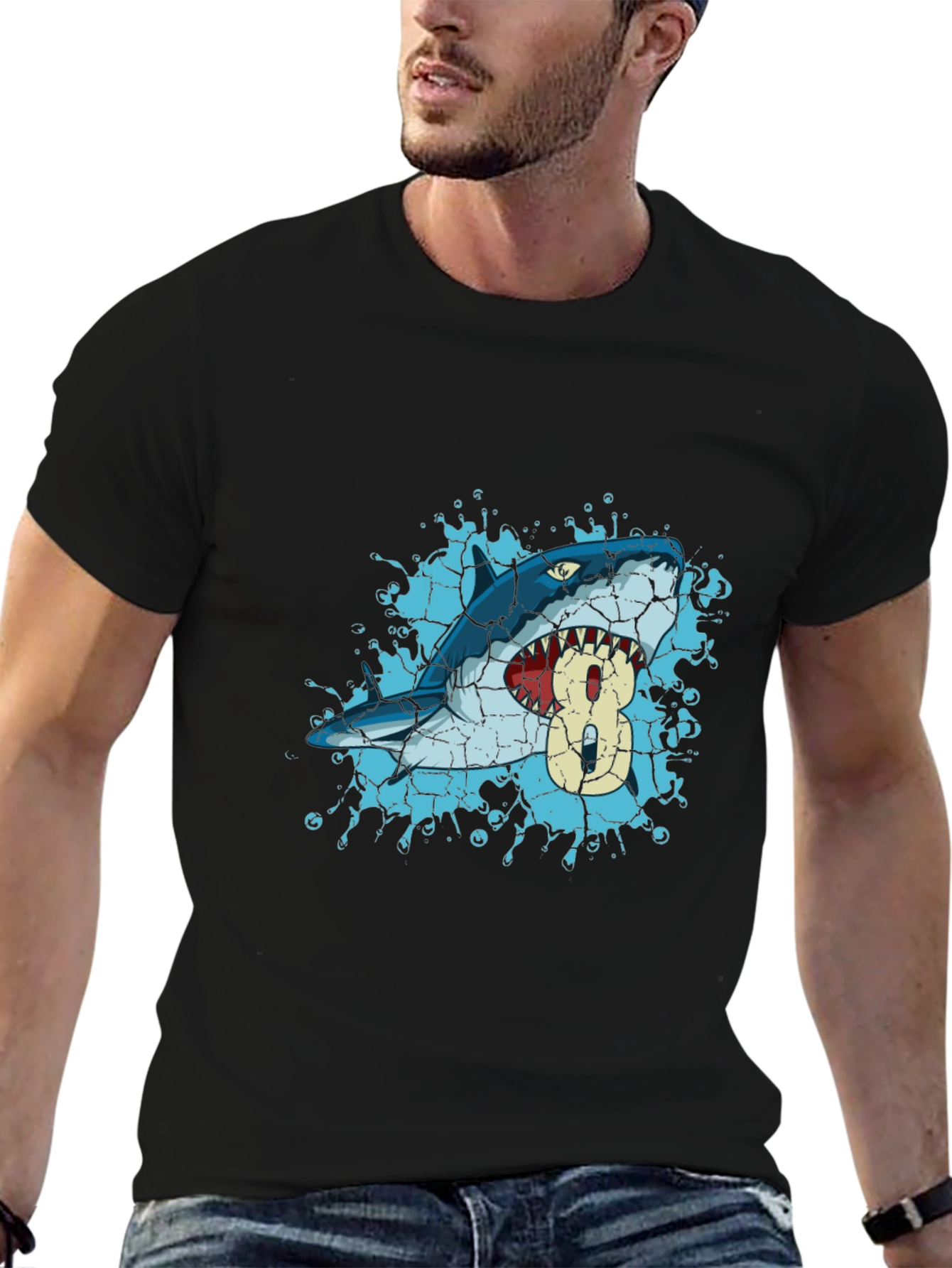 Shark Birthday T-Shirt - Number 8