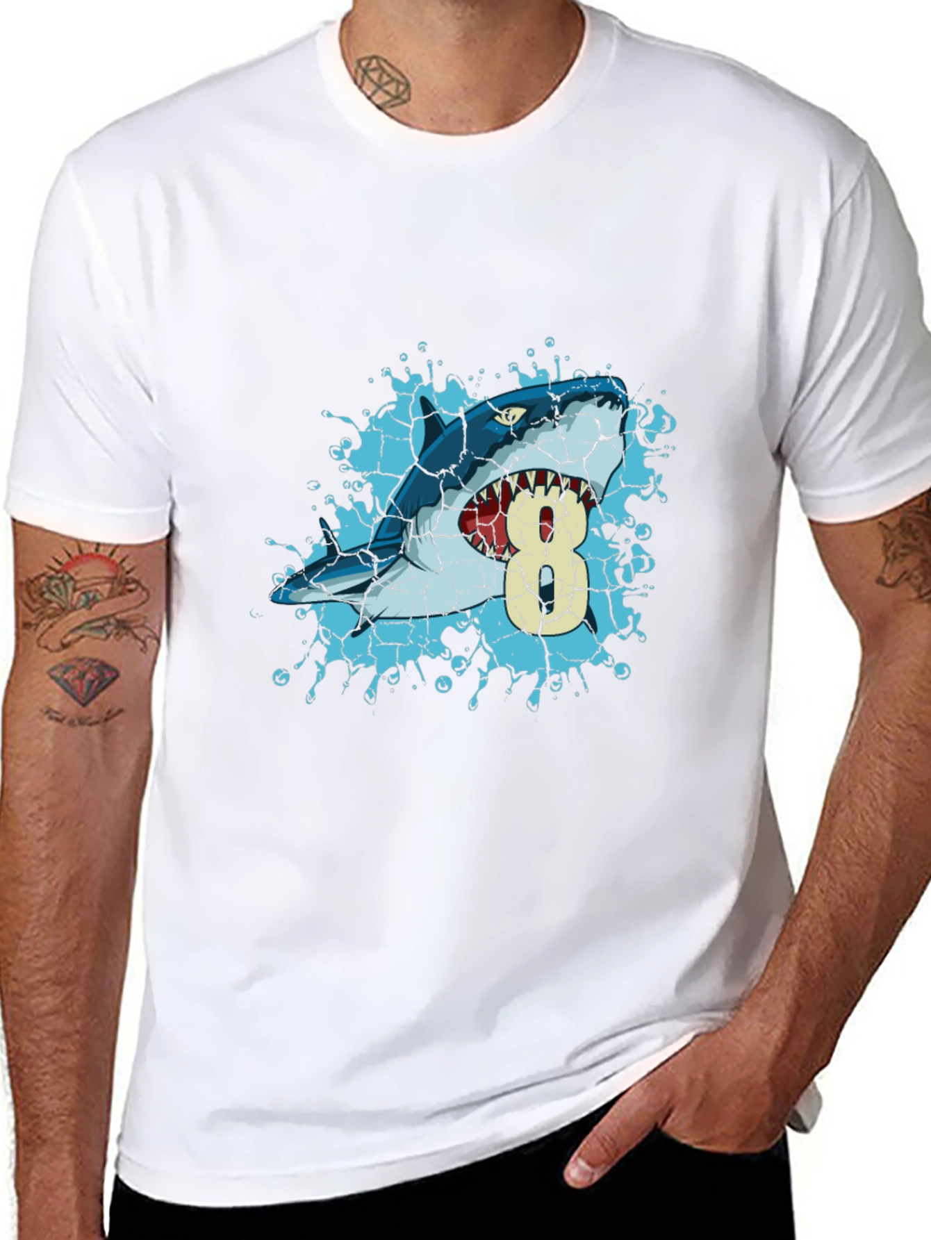 Shark Birthday T-Shirt - Number 8