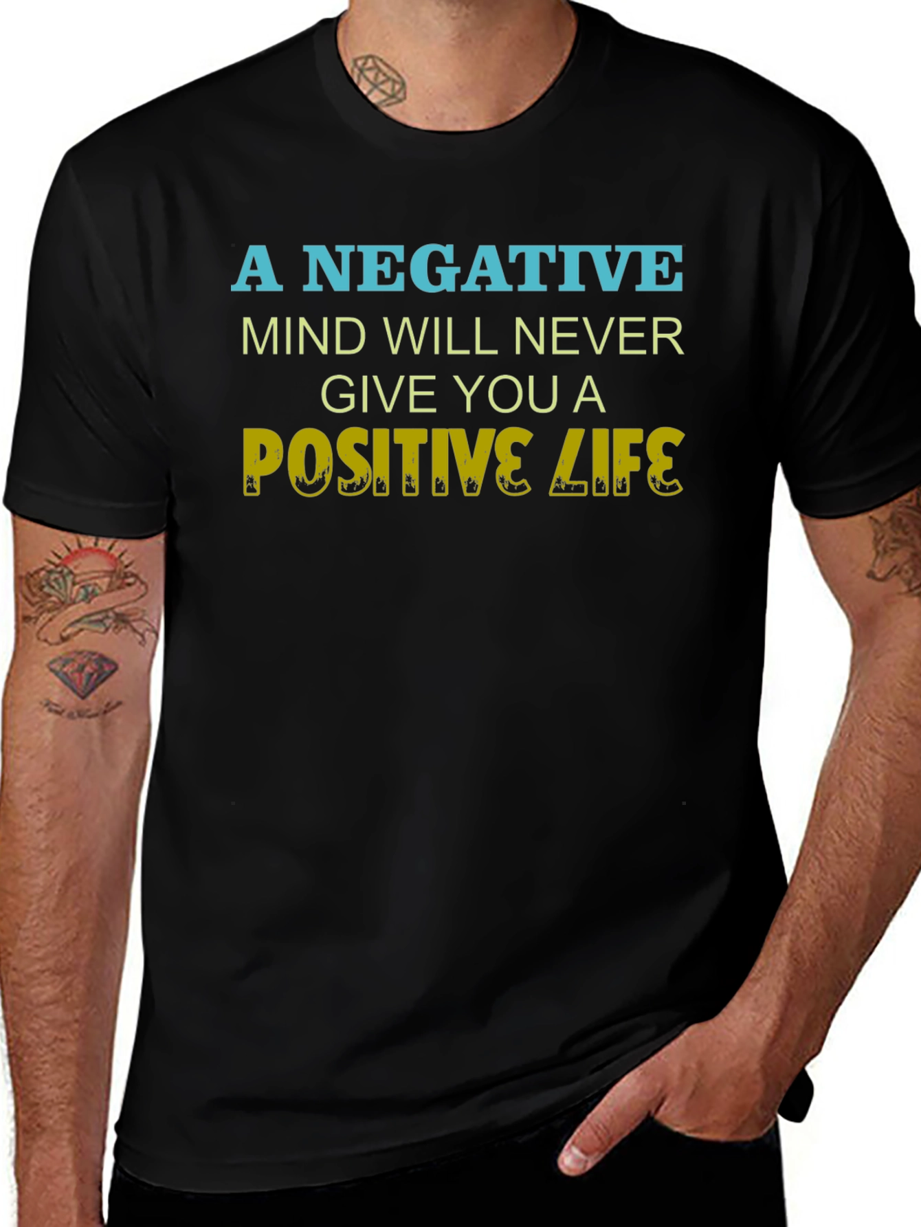 Positive Life Graphic Tee - Black Cotton