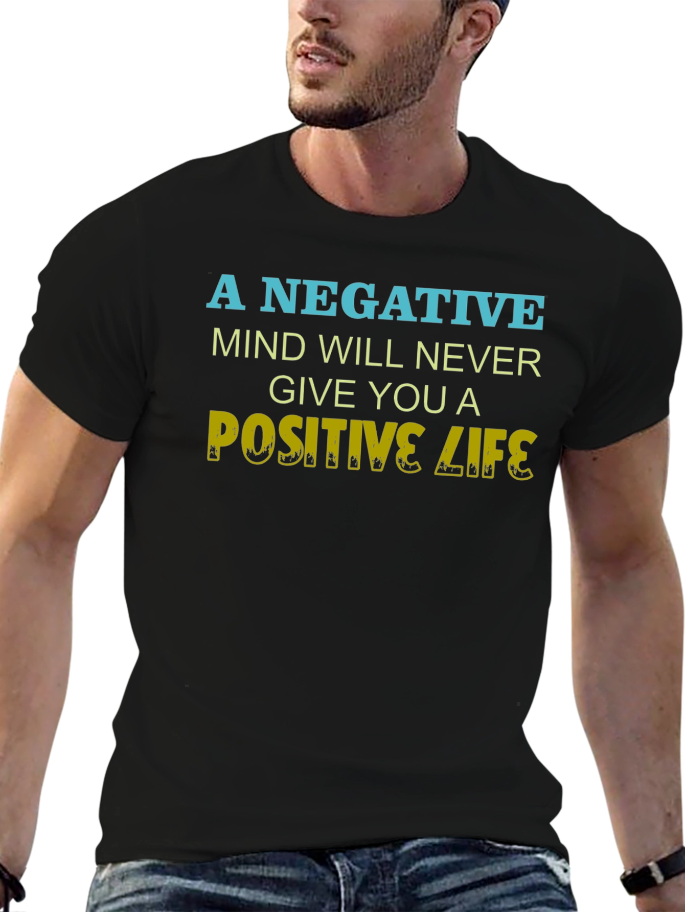 Positive Life Graphic Tee - Black Cotton