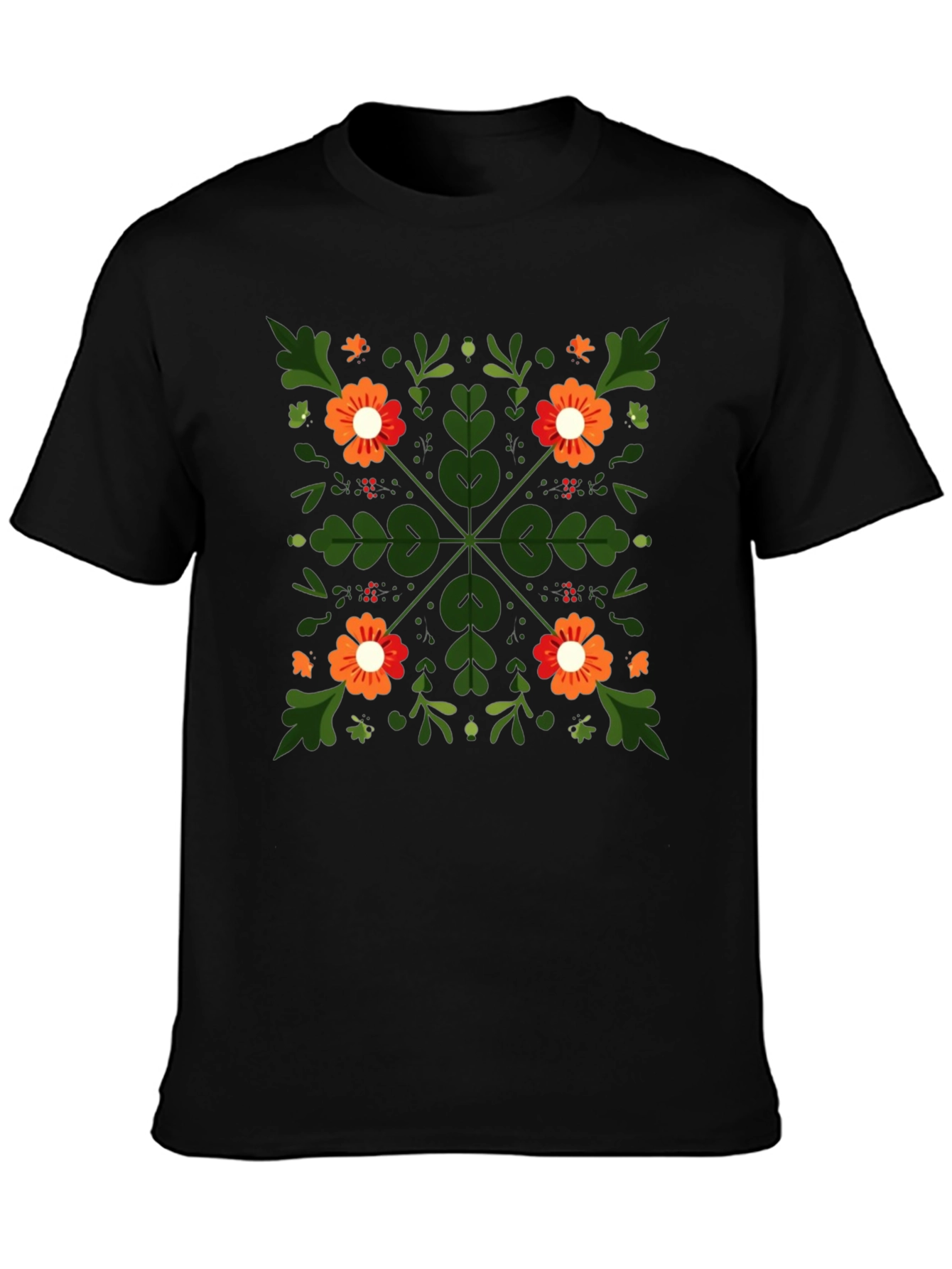 Floral Square Graphic Tee - Unique Design