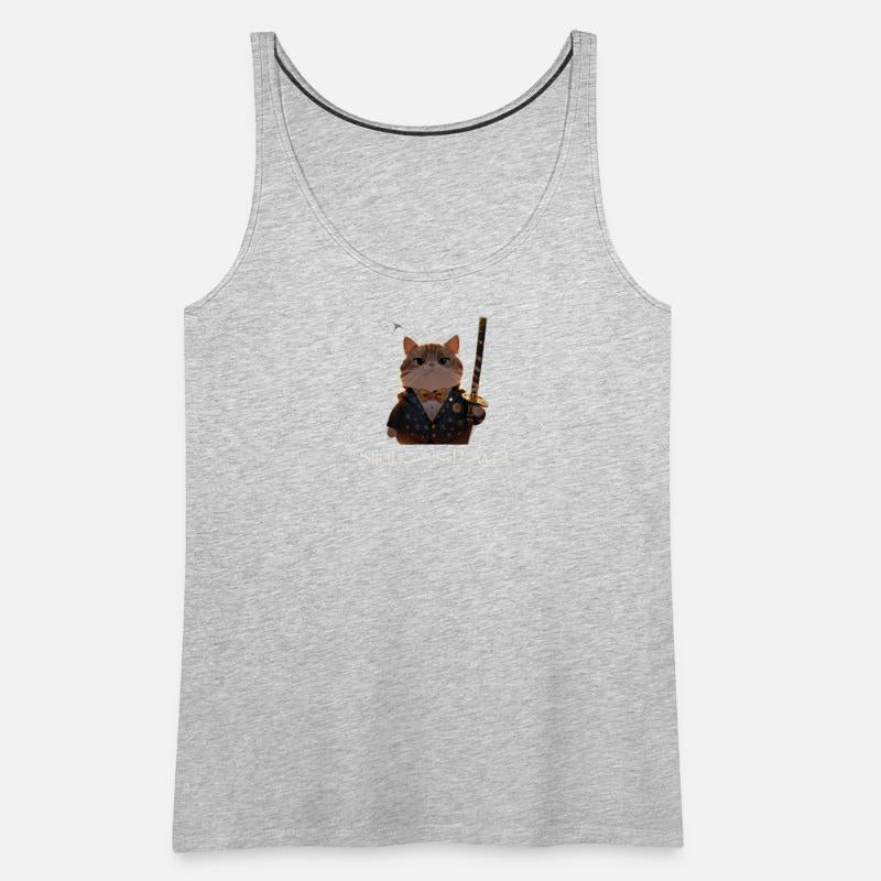 Elegant Cat Samurai with Sword and Quote